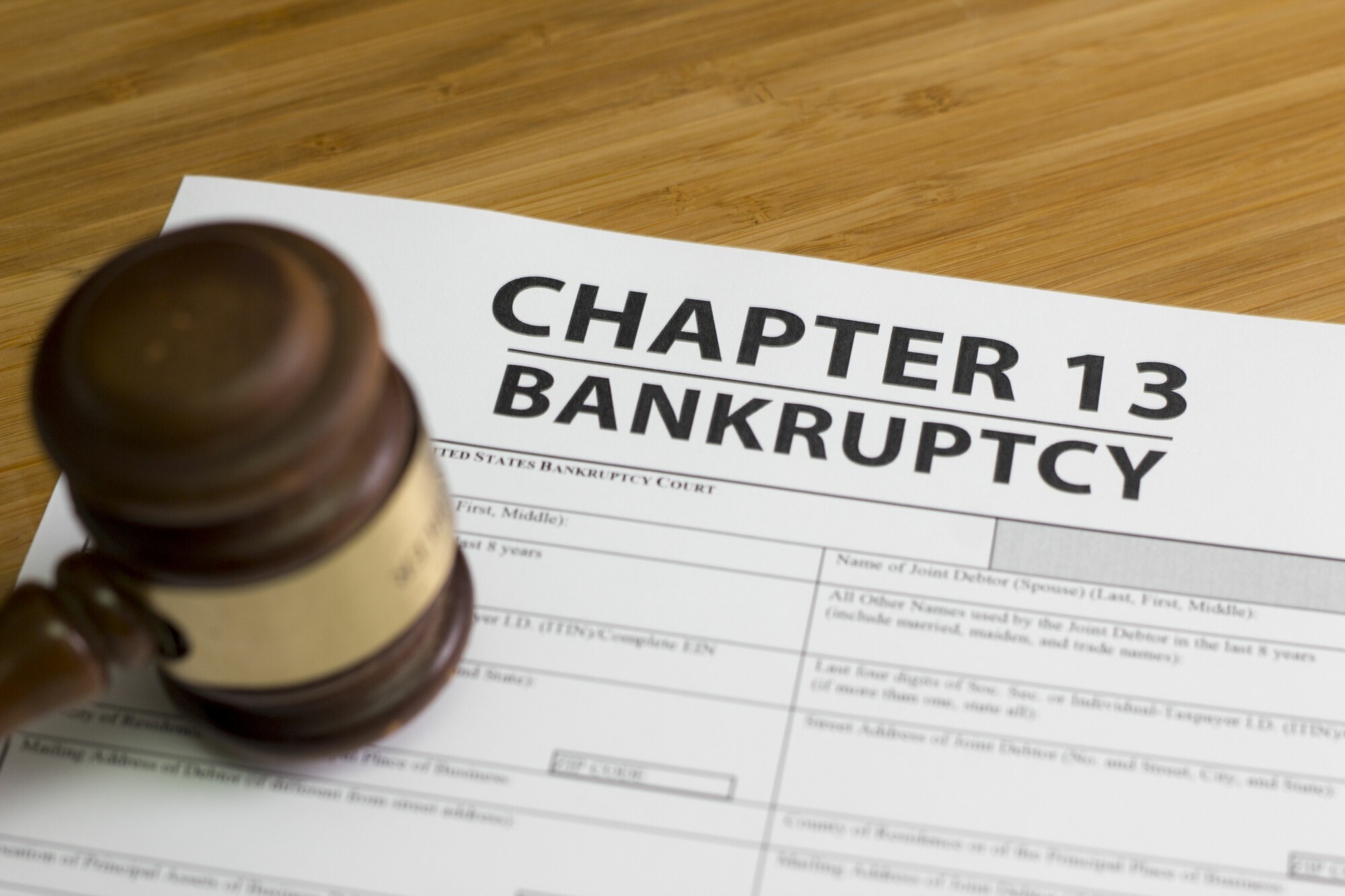 Chapter 13 Bankruptcy Form with Gavel Chapter 13 Bankruptcy Form with Gavel